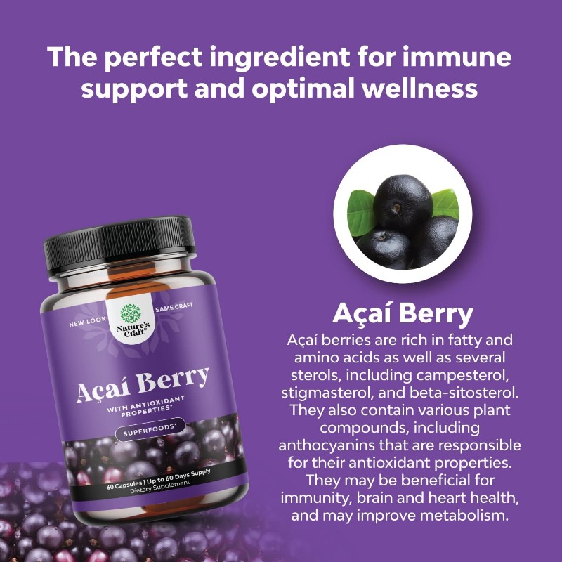 Nature's Discount Nature's Craft Acai Berry Antioxidant Support 60 Capsules (X0031O3WVH)